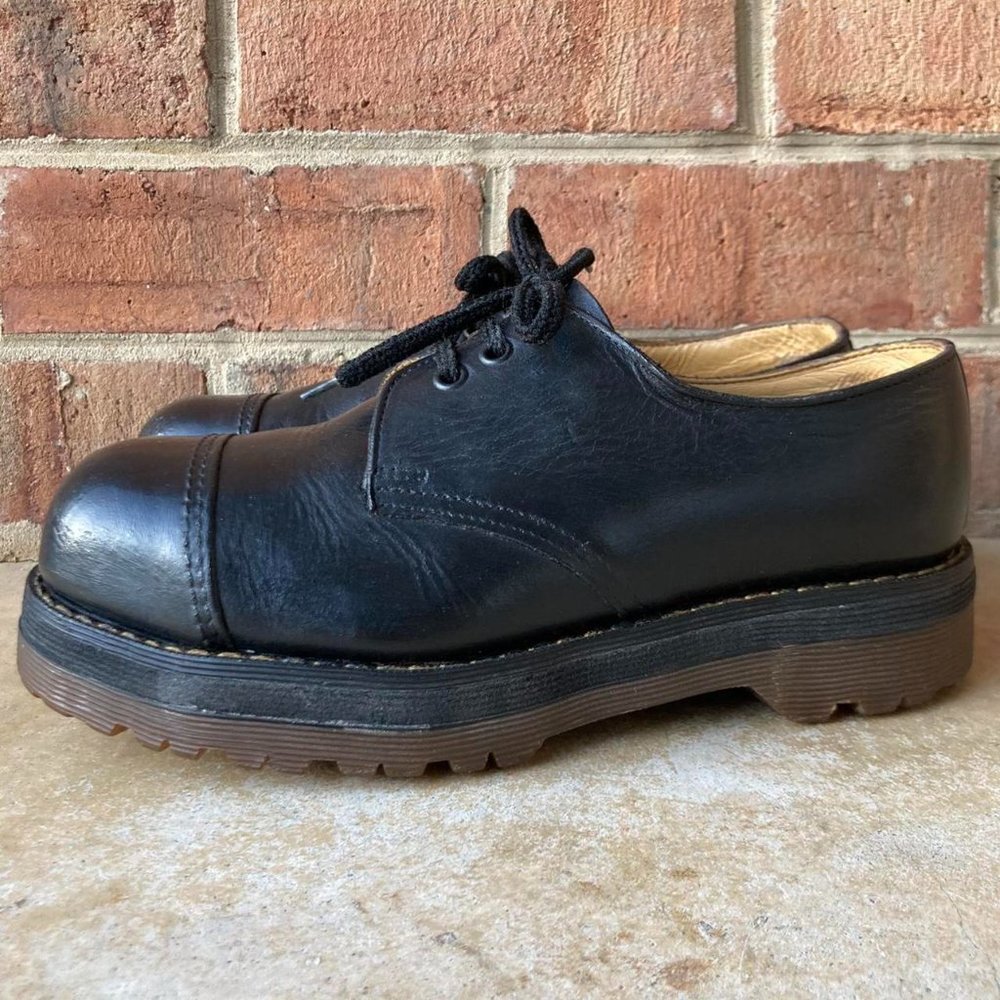 vintage dr. martens MIE steel toe platform oxfords